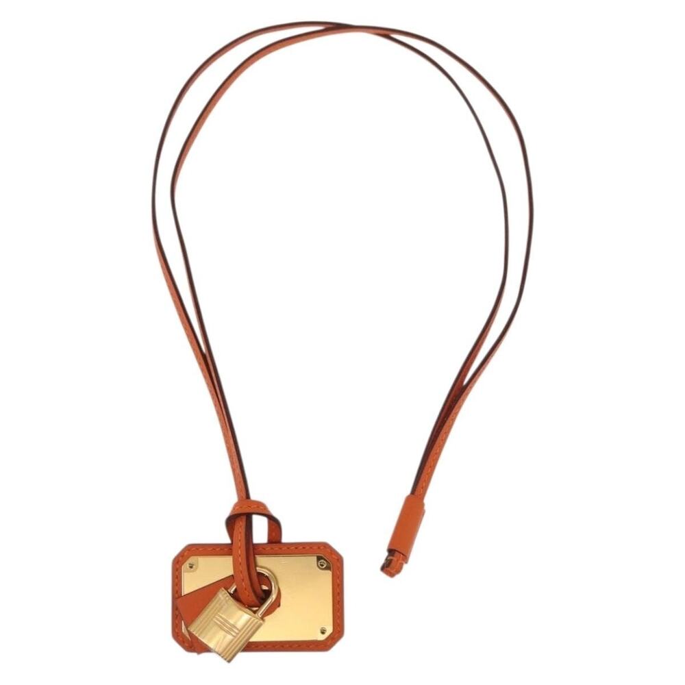 Hermes Okelley GM Necklace Leather Orange